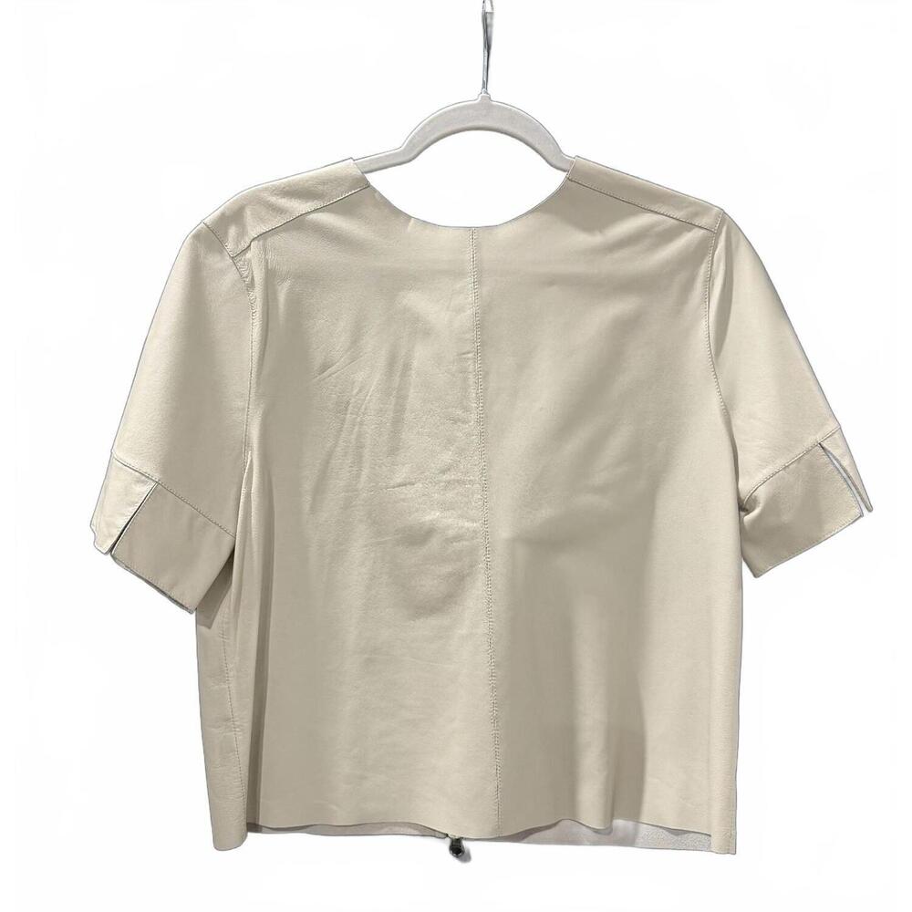 NEW GIACCA LUSSO women's leather tee in off white